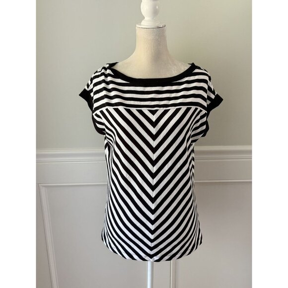 Gap Black & White Stripe Knit Short Sleeve Tee Size S - Picture 4 of 7